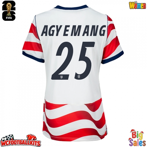 United States Patrick Agyemang #25 Replica Home Stadium Shirt for Women World Cup 2026 Short Sleeve